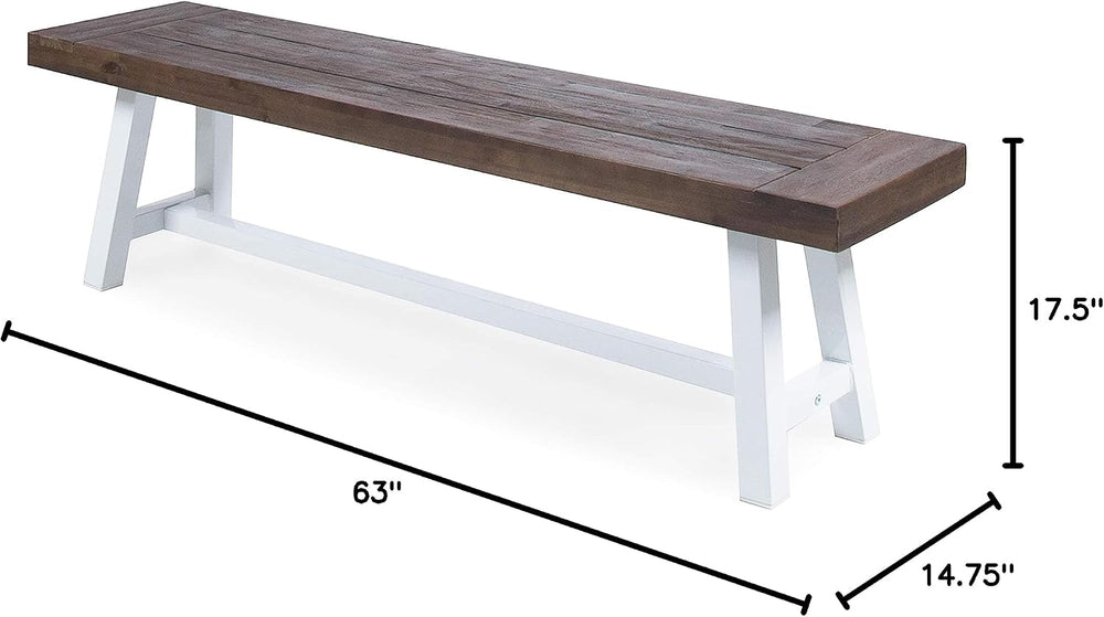 Christopher Knight Home Carlisle Outdoor Acacia Wood Dining Bench with Metal ...