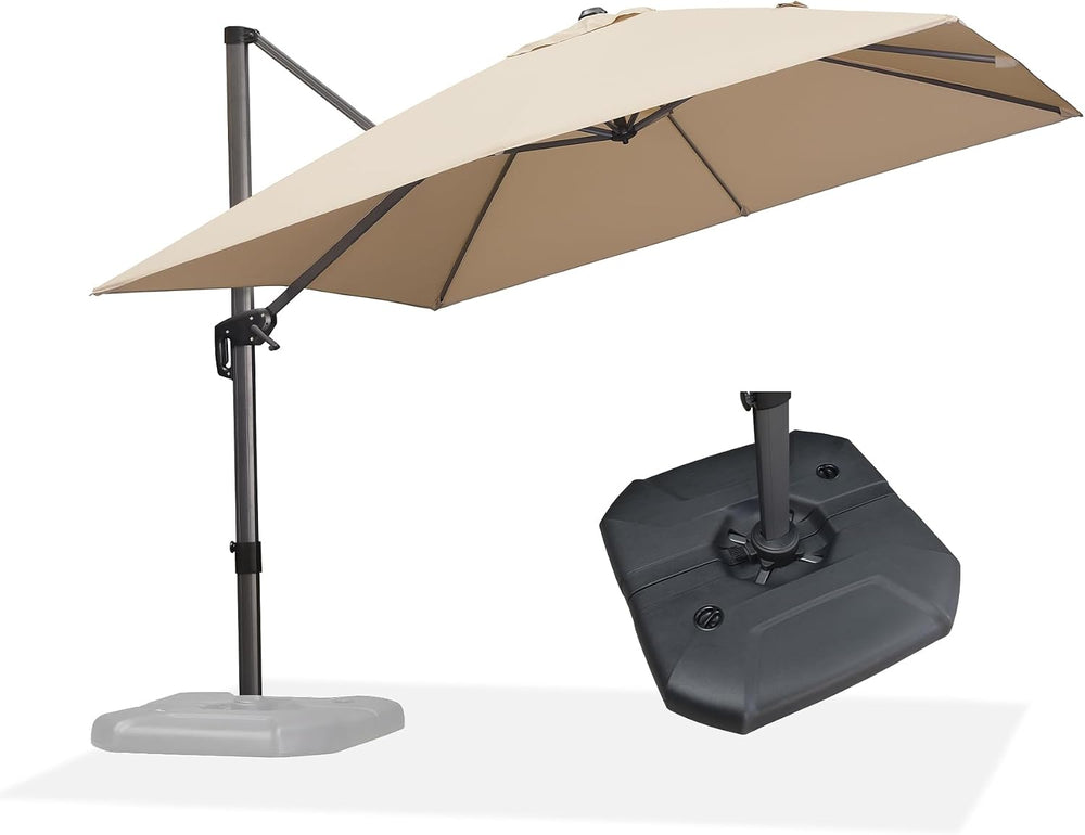 PURPLE LEAF Patio Umbrella with Base Outdoor 10' x 10' 360° Rotation ...