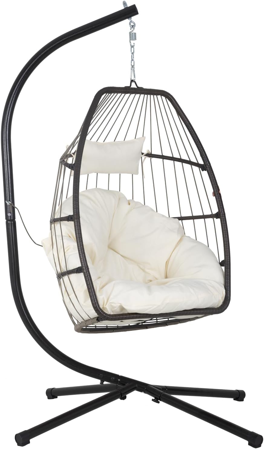 Egg Hanging Chair with Stand Hammock Chair Wicker Basket Chair Hanging Patio ...