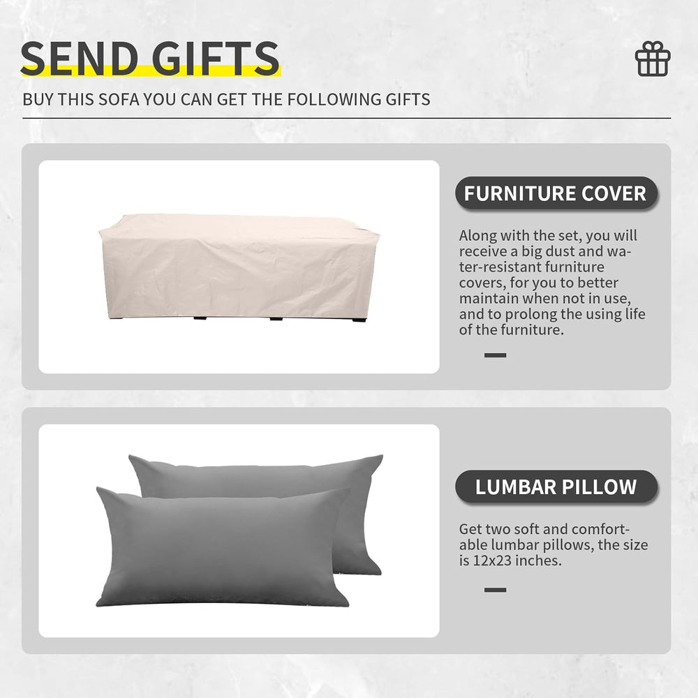 Wicker Patio Couch Outdoor 3-seat Sofa with All-Weather Rattan Deep Seater Ou...