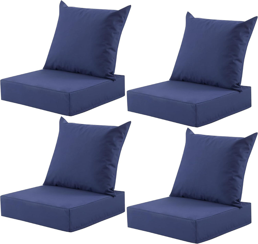 Outdoor Deep Seat Cushion Set, 24x24 Inch, Navy Blue, Set of 4