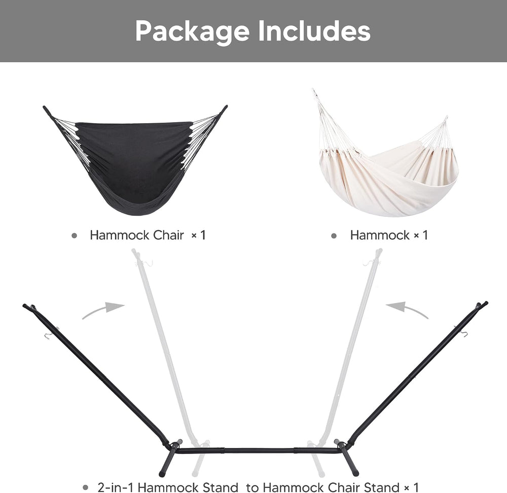 SUNCREAT 2-in-1 Hammocks Convertible Portable Hammock with Stand, Natural