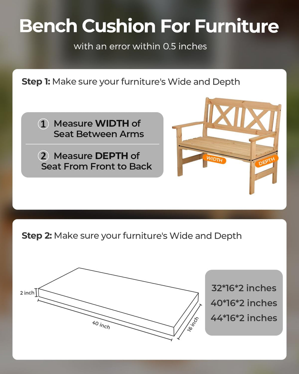 Outdoor Waterproof Bench Cushions, Comfortable Cushion For Patio Porch Swing ...