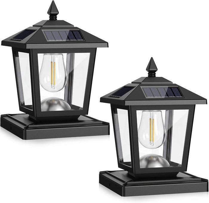 Peasur 2 Pack Solar Post Cap Lights Outdoor with 2 Brightness Modes
