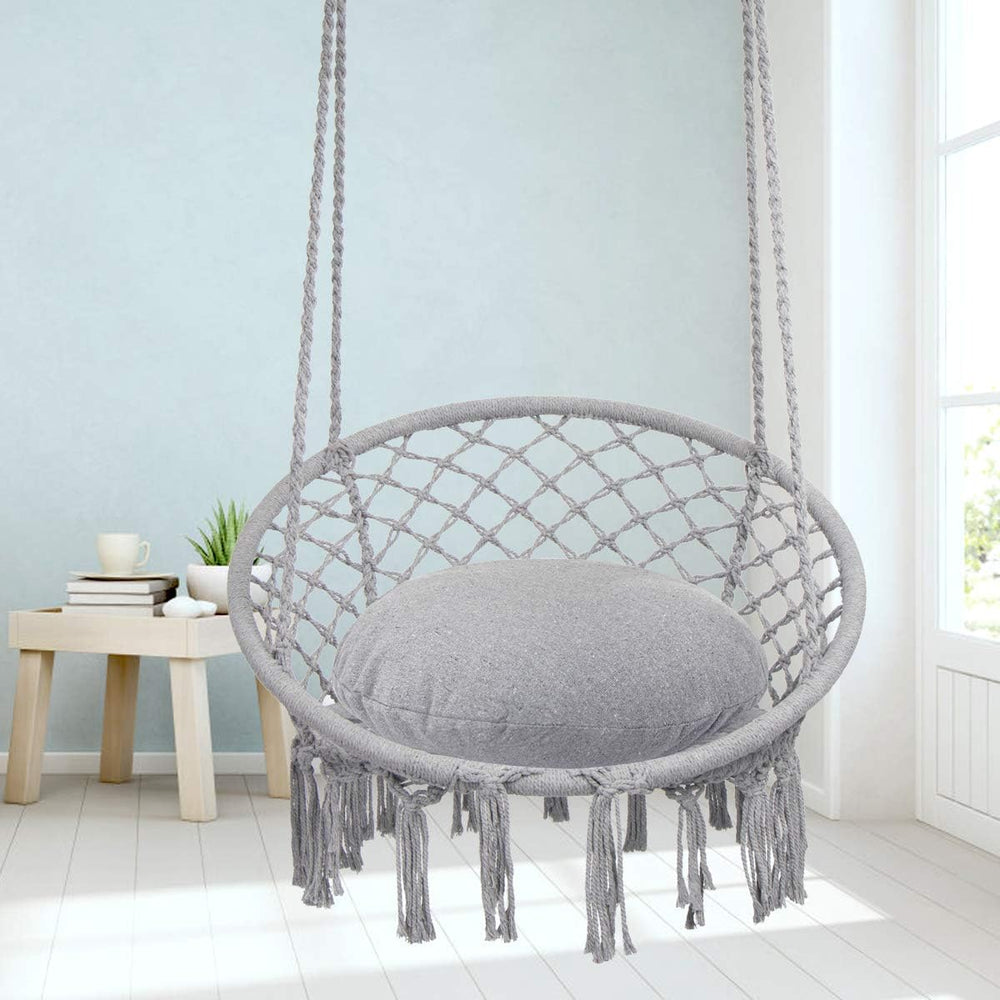 Y- STOP Hammock Chair Macrame Swing, Max 330 Lbs, Hanging Cotton Rope Hammock...