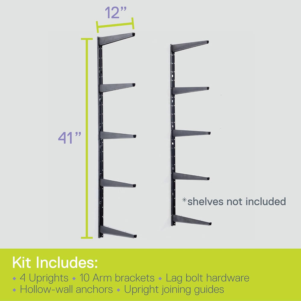 Delta Minimalistic Black Shelf Brackets Cycle, Set of 10 Fully Adjustable 12-...