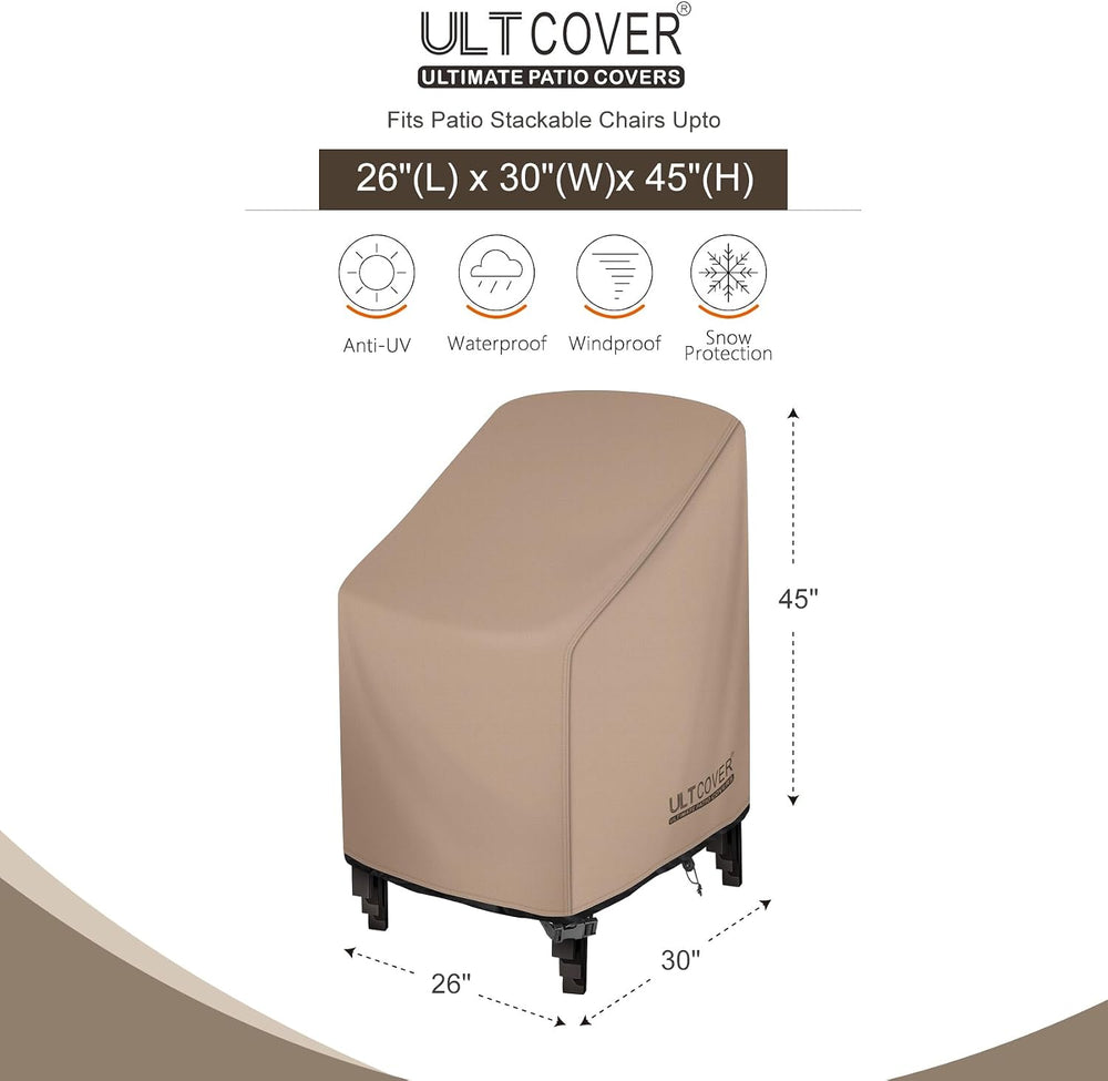 ULTCOVER Stackable Patio Chair Cover 26W x 30D x 45H in, 2-Pack