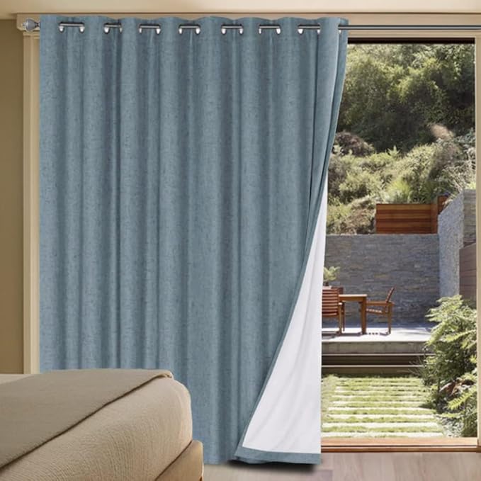 H.VERSAILTEX Linen Blackout Curtains Durable Thick Textured Linen Look 100% B...