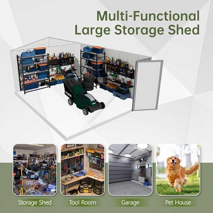 Devoko 10x12 FT Outdoor Storage Shed, Large Metal Storage Sheds with Lockable...