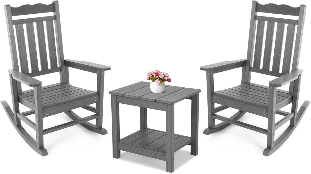 Stoog All-Weather Outdoor & Indoor Rocking Chairs Set of 2 with Table, 3 ...