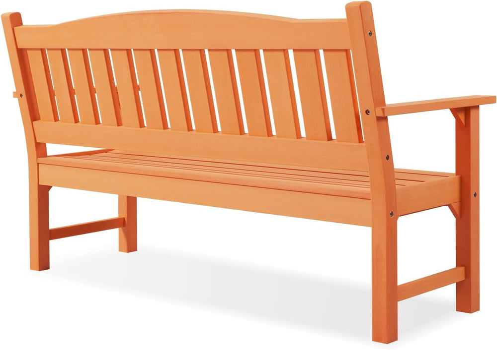 3-Person Poly Lumber Outdoor Bench Weatherproof, 800 Lbs, Orange