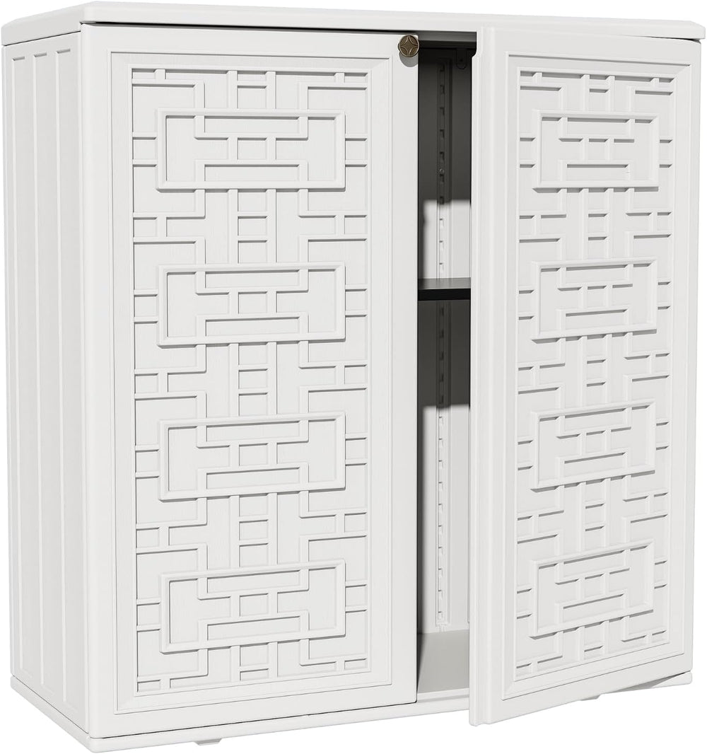 ZZM HDPE Outdoor Storage Shed, Outdoor Plastic Storage Cabinet, Horizontal Re...