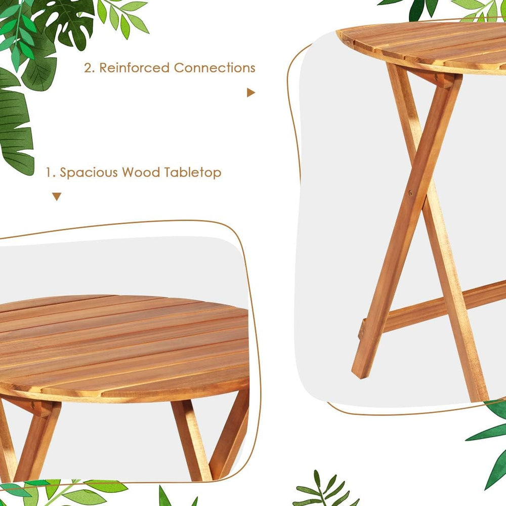 DORTALA Folding Outdoor Bistro Set 3 Piece, Garden Table and Chairs Set with ...