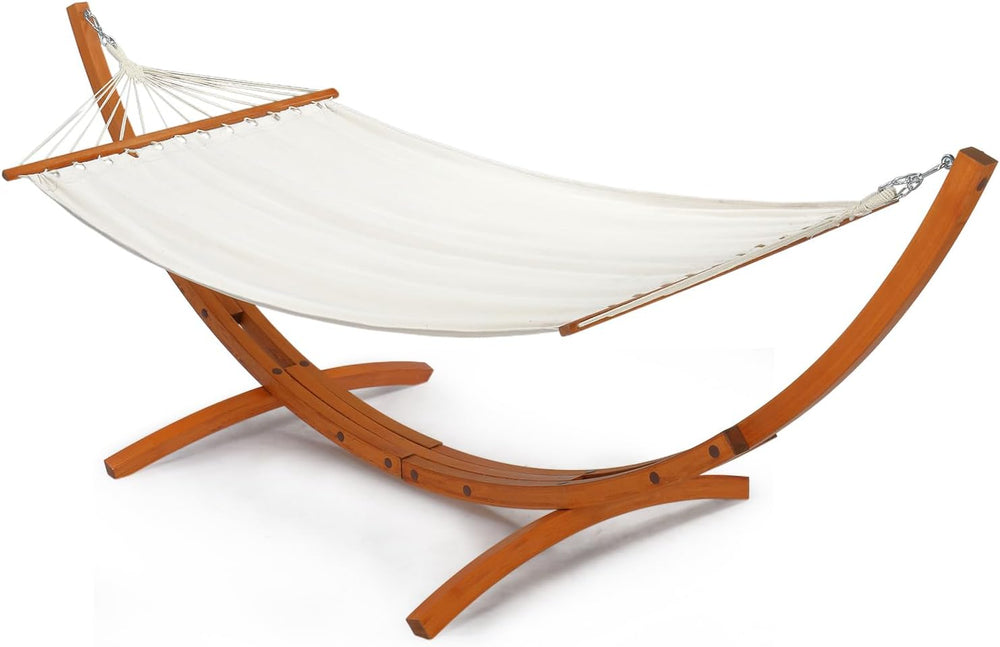 Hammock Wood Arc Stand with Double Hammock, Hammock with Stand for Outside, N...