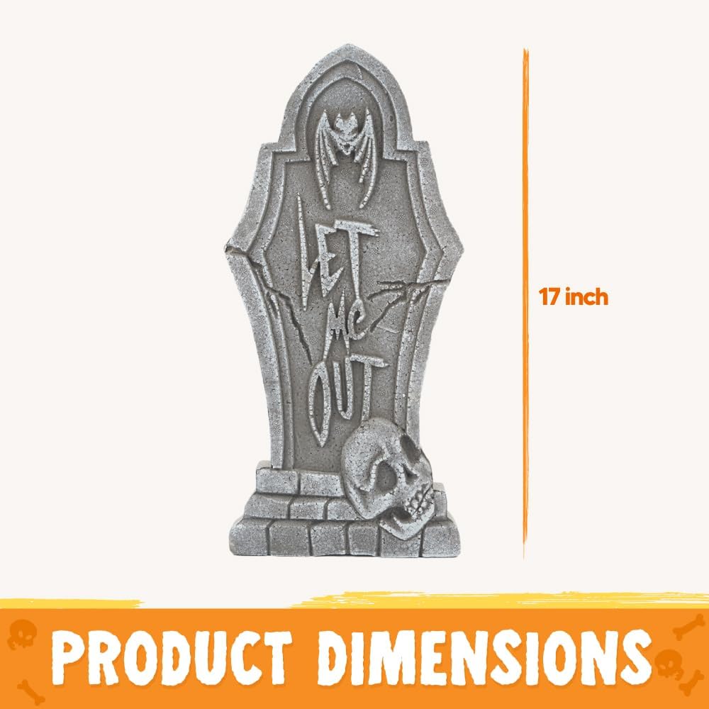 JOYIN 17" Halloween Decorations Outdoor Tombstones, 5 Pack Halloween Gra...