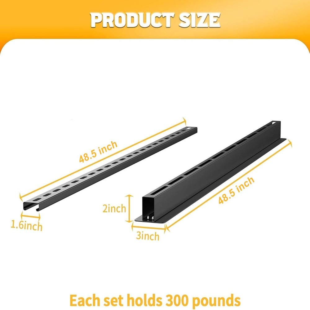WALMANN Overhead Tote Storage Rails System, Garage Ceiling Bin Storage Rack