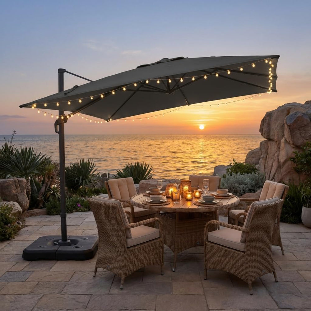HOTEEL 10x10ft Patio Umbrella Cantilever Umbrella Double Top - Upgrade and In...