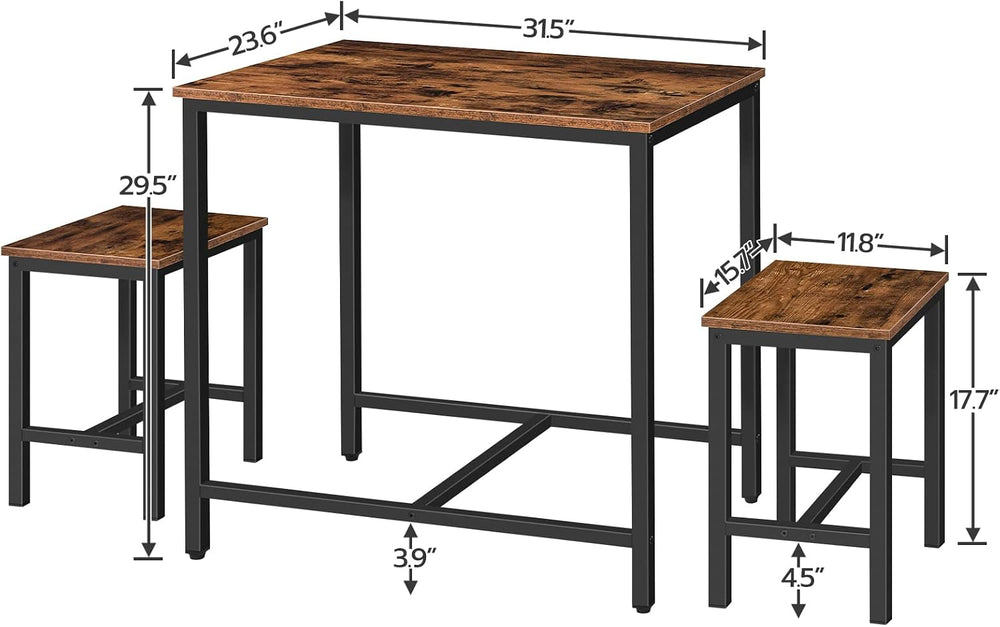 HOOBRO 3-Piece Industrial Dining Table Set, Kitchen Table, Space Saving Dinet...