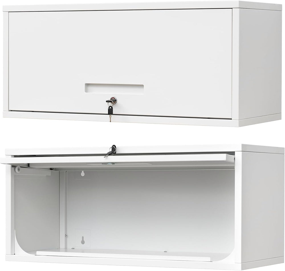 Metal Wall Storage Cabinet with Up-flip Door, Wall-Mounted Storage Cabinet fo...