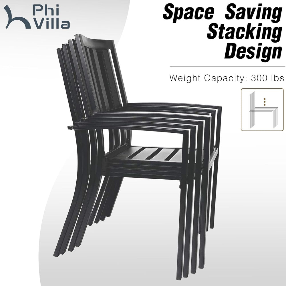 PHI VILLA 3 Pcs Patio Bistro Dining Set, 28" Metal Table& 2 Patio Ch...