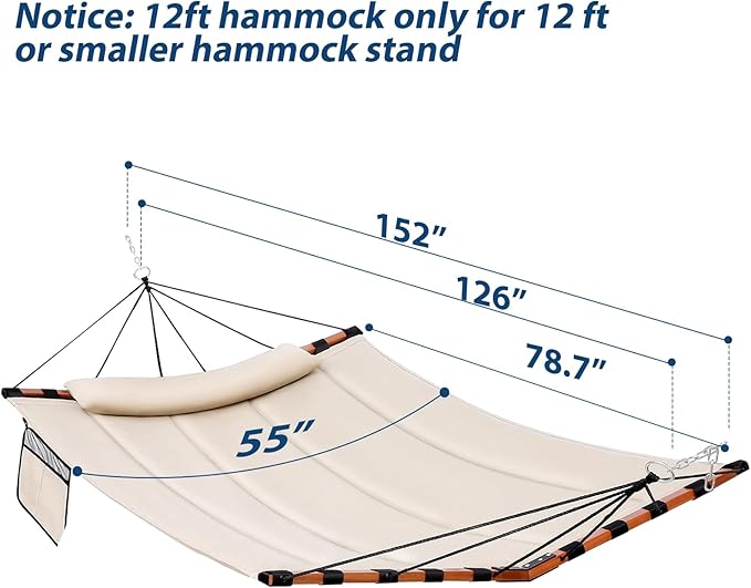 TegerDeger 12FT 2 Person Hammock Large Hammock 450LB Capacity with V Shaped H...