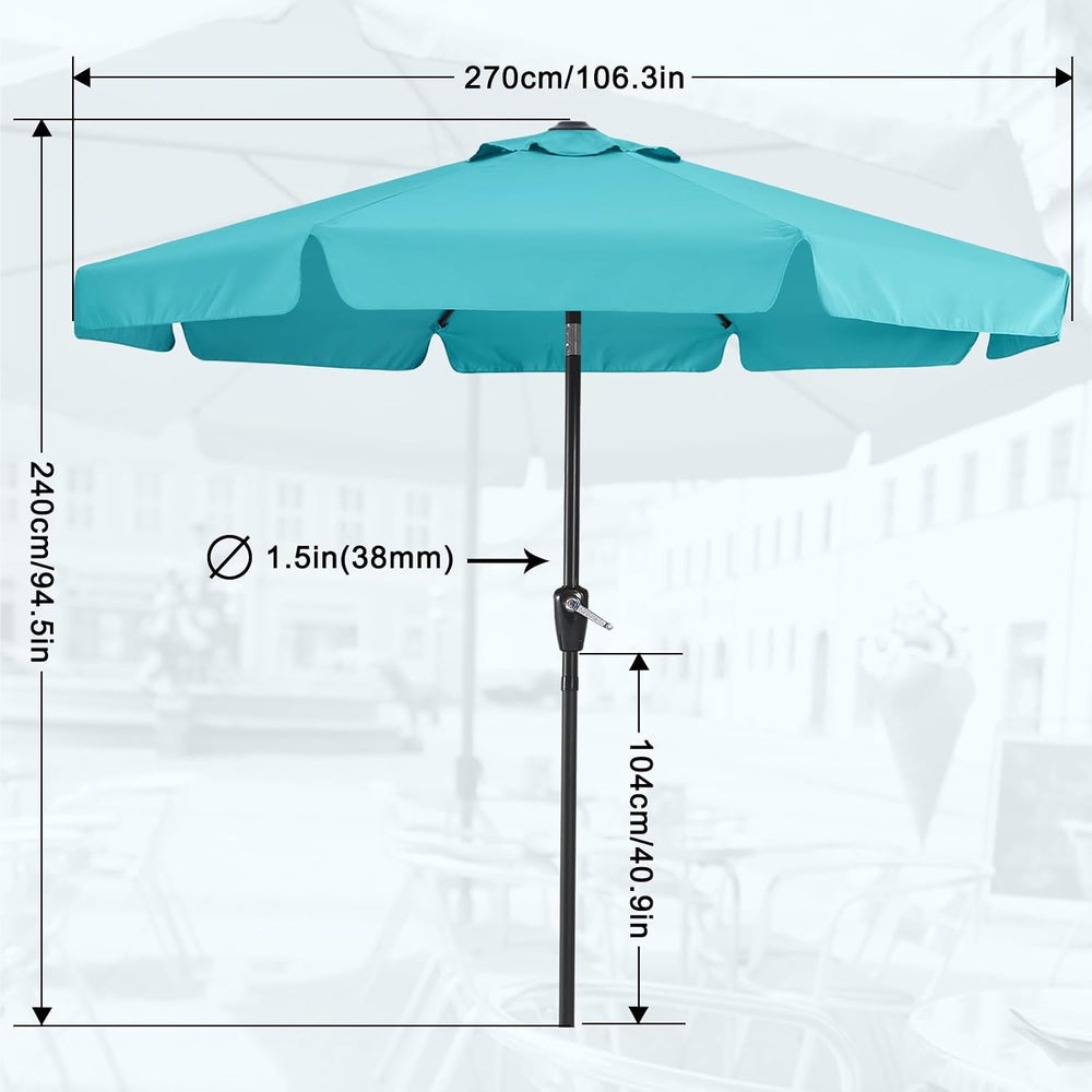 MASTERCANOPY 9ft Scalloped Valance Patio Umbrella, Crank & Tilt, Turquoise