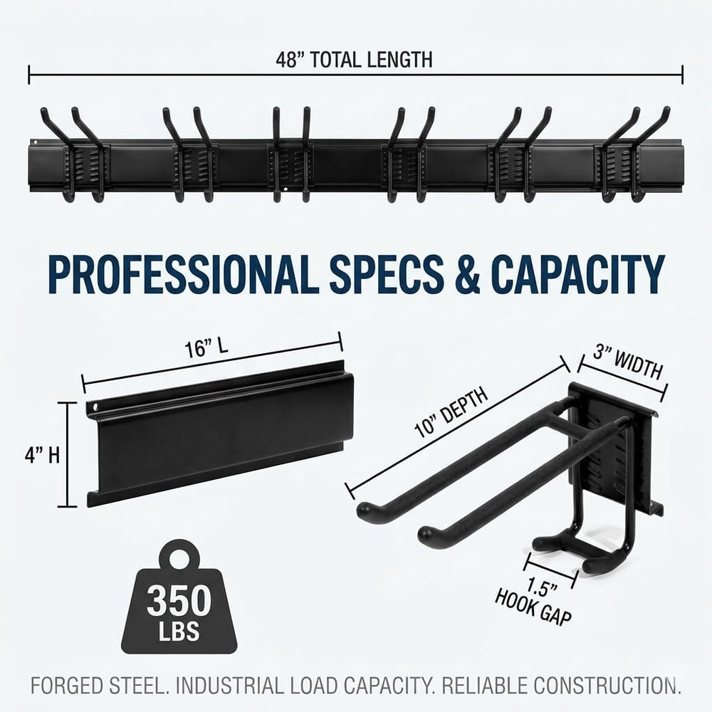 Aking Ace 48 Inch Garage Tool Organizer, Wall Mount 3 Racks 6 Hooks Storage