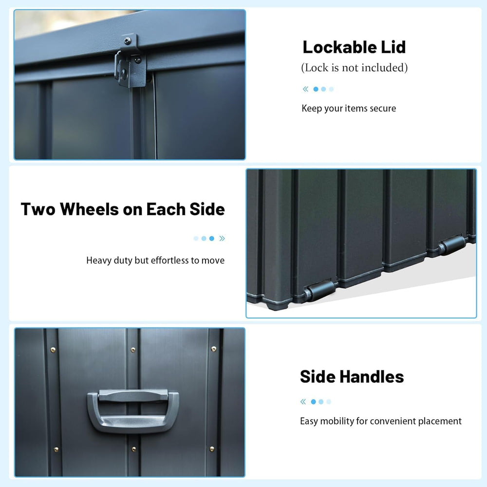 Outdoor Metal Storage Deck Box Waterproof 150 Gal Patio Pool Deck Box