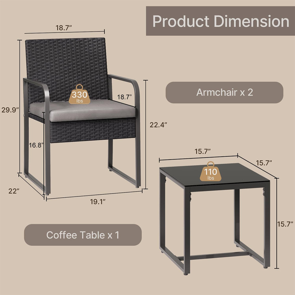 Gizoon 3 Piece Patio Furniture Set
