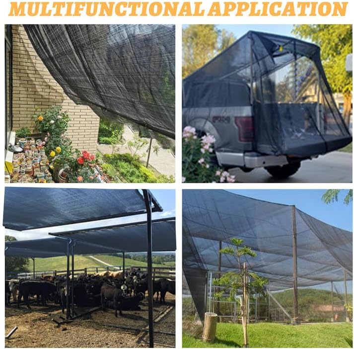 Cool Area Sun Shade Cloth Shade Net for Garden, 70% 20x20ft, Black