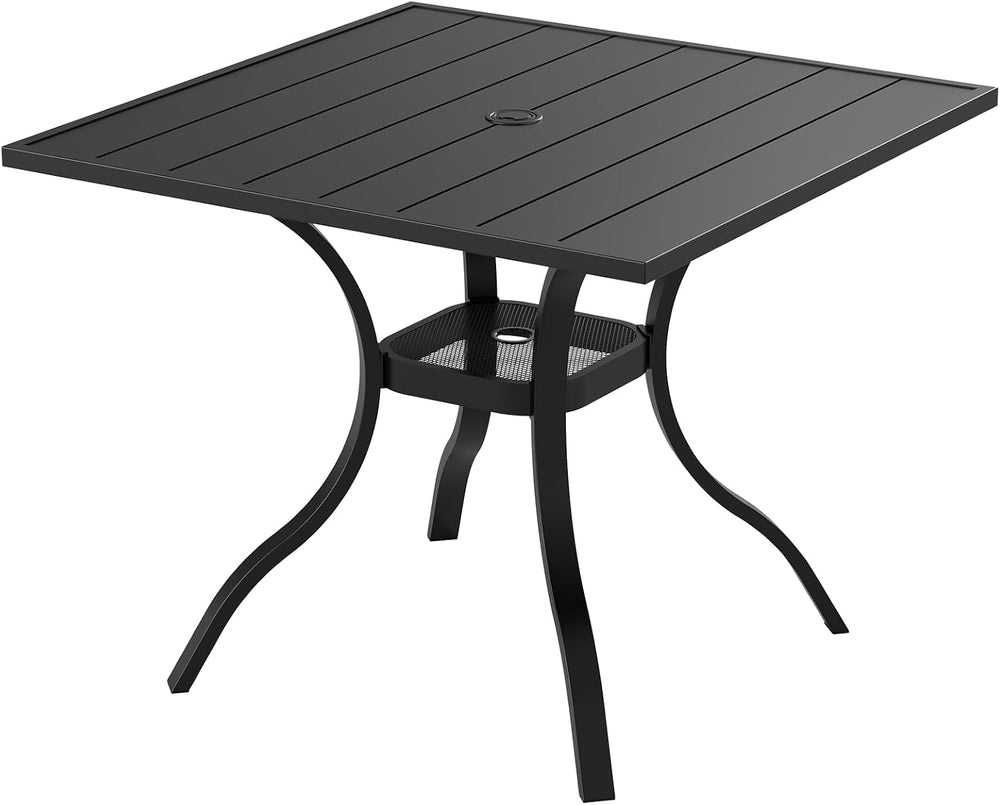 6 Piece Patio Dining Set Outdoor Furniture Set, Square Metal Patio Dining Tab...