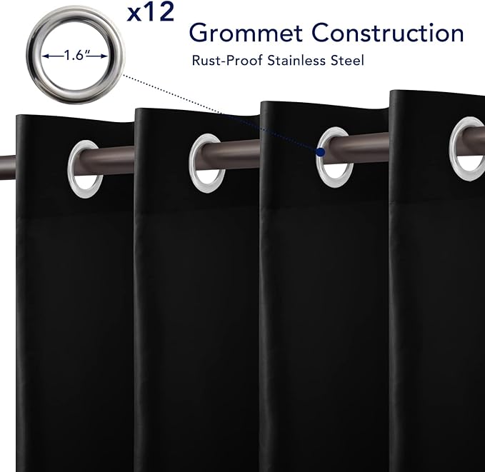 PureFit Outdoor Curtains for Patio Waterproof Weatherproof, UV and Fade Resis...