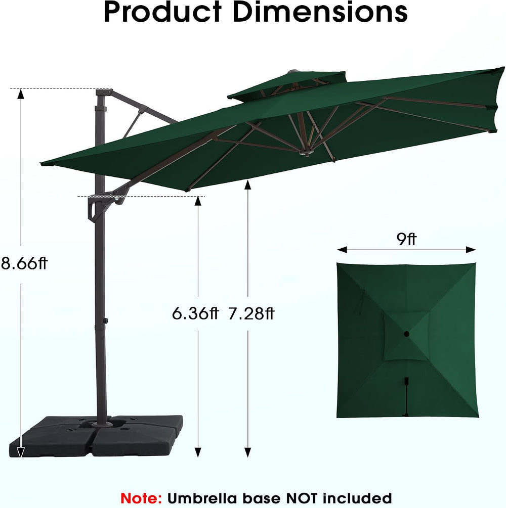 JEAREY 9x9 ft 2-Tier Cantilever Patio Umbrella, Outdoor Offset Umbrella