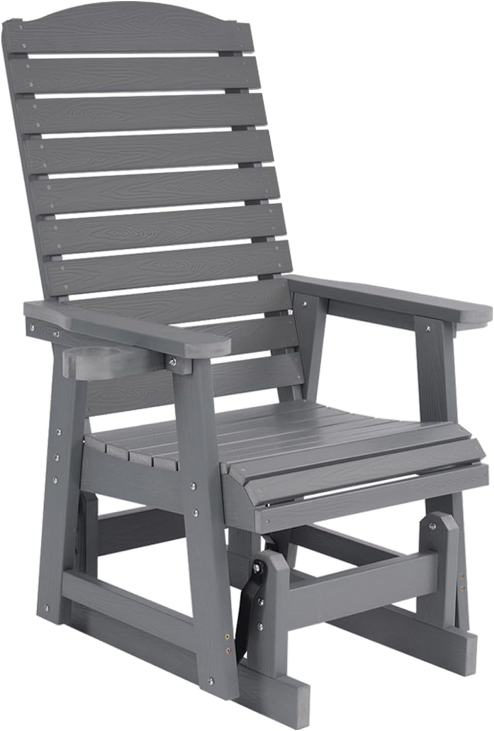 Poly Lumber Patio Glider for One Person, with Cup Holders, High Backrest and ...