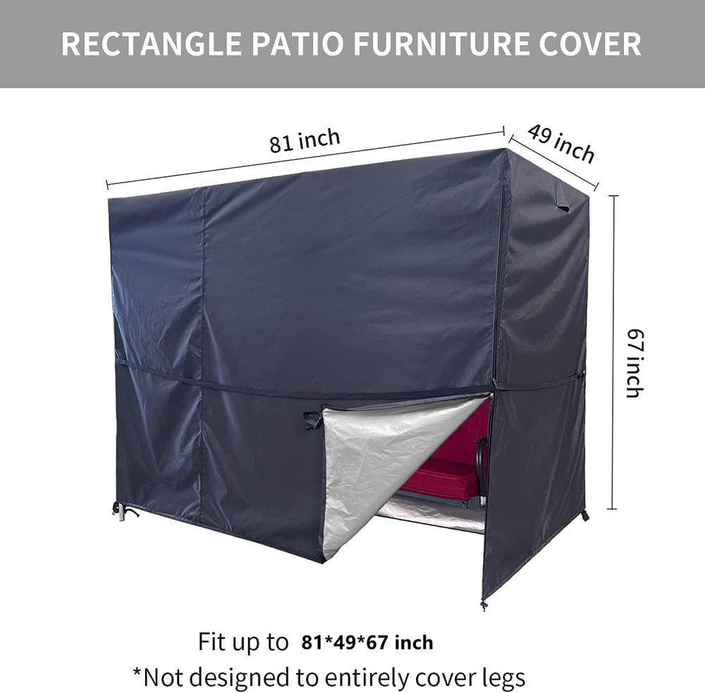 Patio Black Hammock Swing Cover, Triple Seater Garden Swing, Waterproof, UV R...
