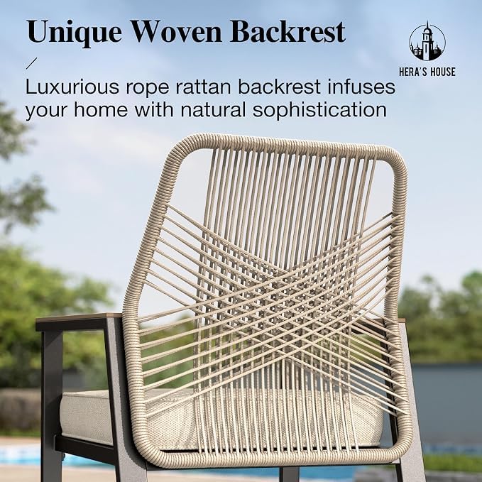 5pc Patio Dining Set, 42" Round Table & 4 Rattan Chairs