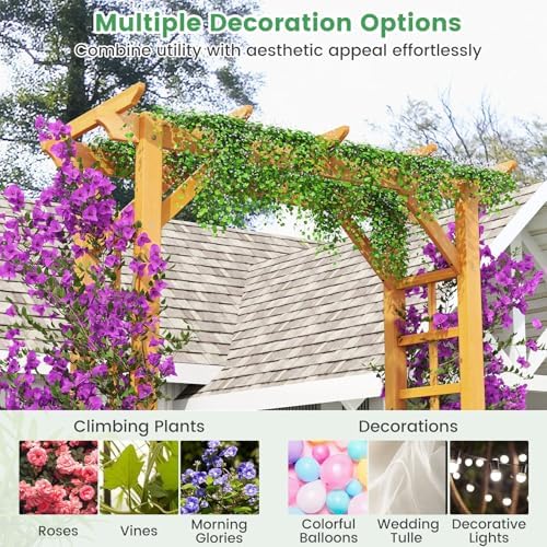 HAPPYGRILL 7 FT Wooden Garden Arch for Climbing Plants