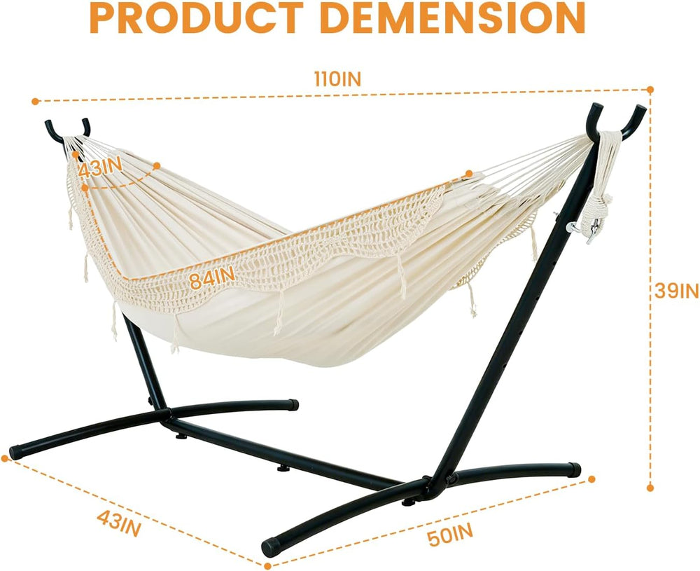 Lazy Daze Hammocks 9FT Double Hammock with Sturdy Steel Stand and Durable Fab...