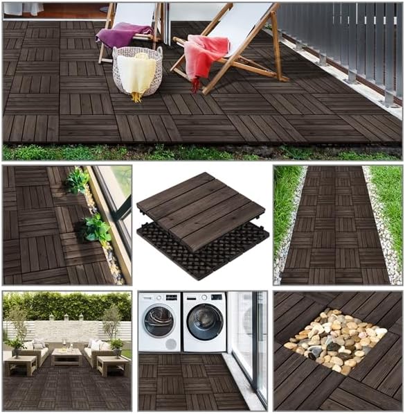 Yaheetech 27PCS Interlocking Deck Tiles Outdoor Patio Floor, Black