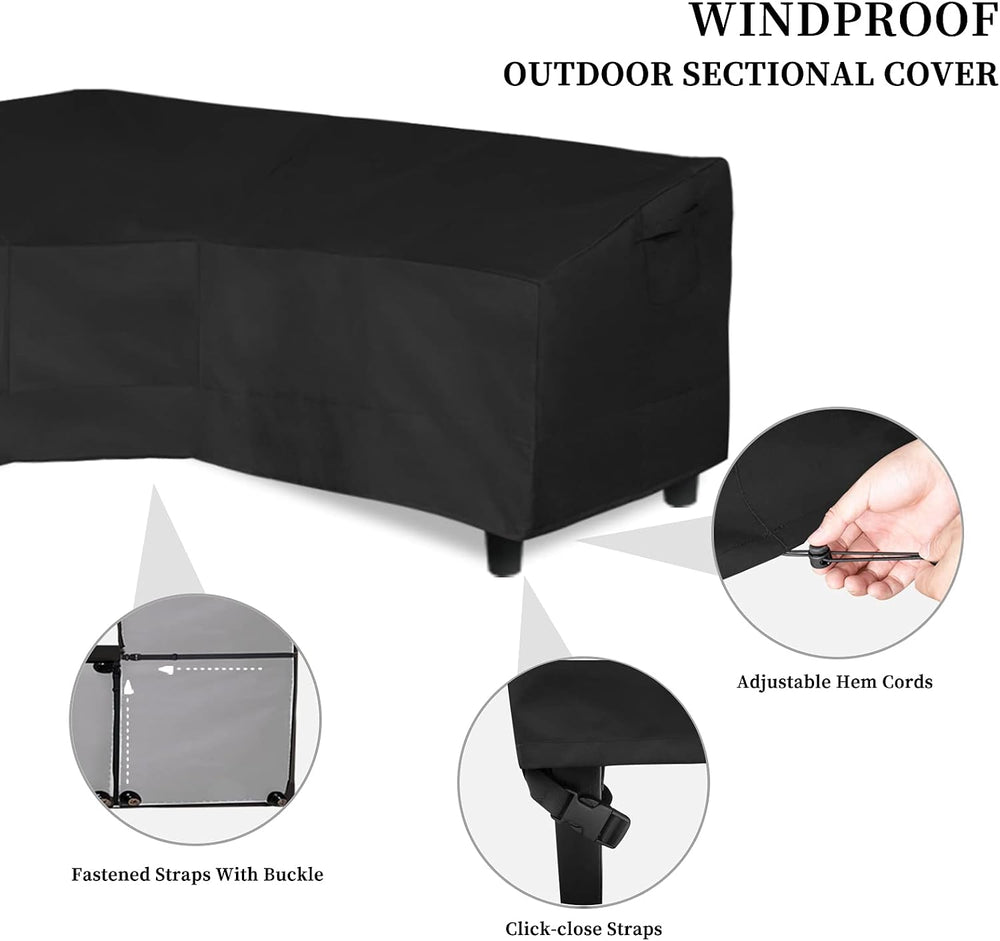 Easy-Going 600D Patio V-Shaped Sectional Sofa Cover 89" L(on Each Side)