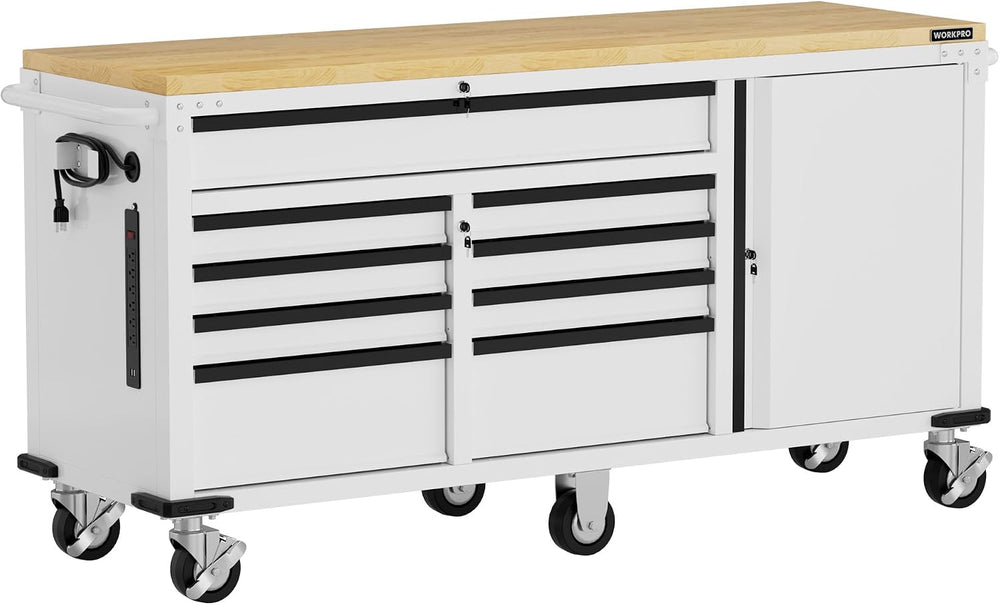 WORKPRO 72" x 22" Rolling Tool Cabinet, 9-Drawer & 1-Door