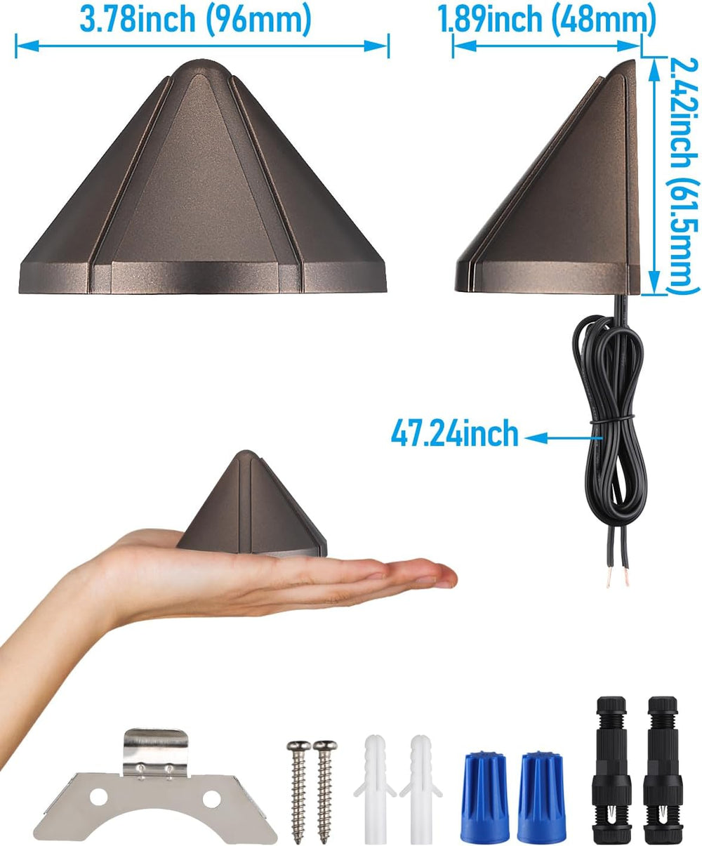 LEONLITE 8-Pack 5CCT Low Voltage LED Deck Light Triangle Oil Rubbed Bronze