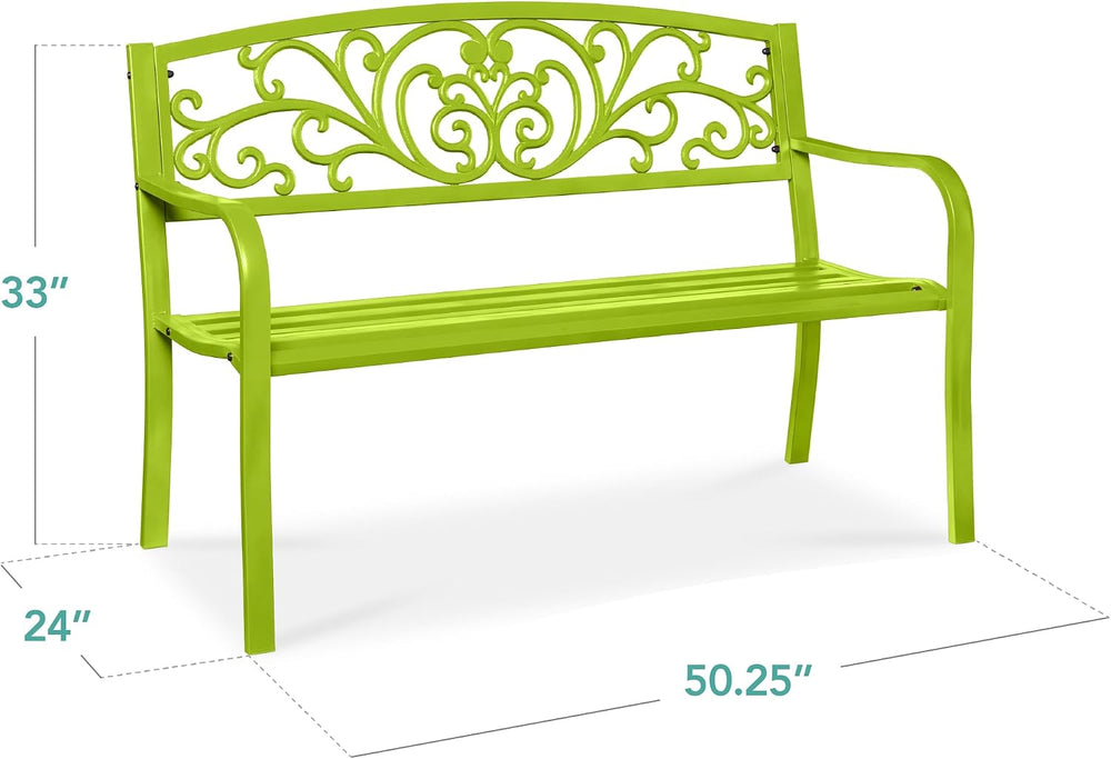 Best Choice Products Outdoor Bench Steel Garden Patio Porch Furniture for Law...