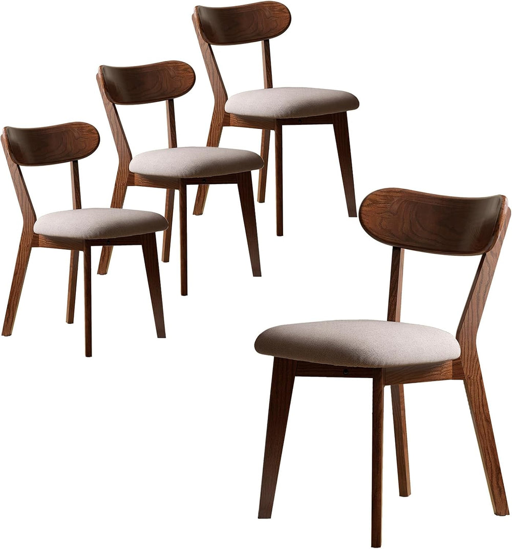 Mid Century Modern Walnut Dining Chairs Set of 4, FAS-Grade Oak, 400 lbs