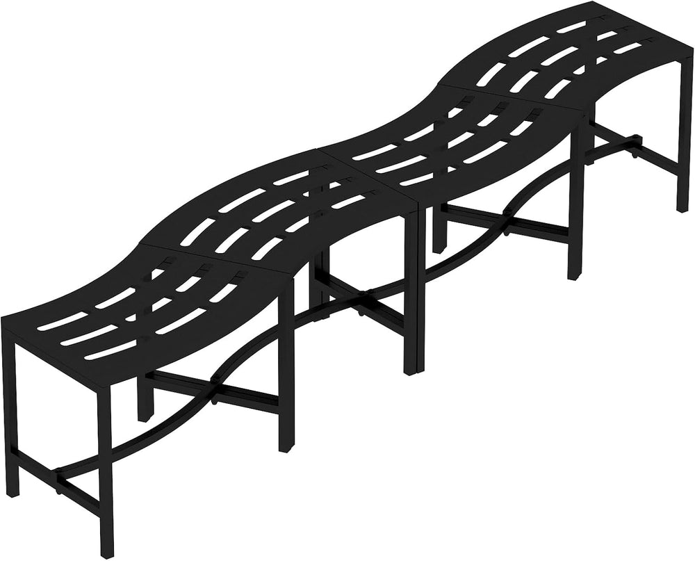 Metal Outdoor Curved Fire Pit Bench Set of 4, Fire Pit Seating Waterproof, St...