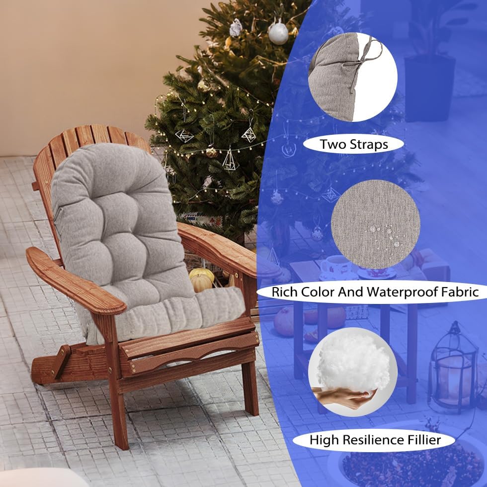 Outdoor Rocking Chair Cushion for Adirondack Chair, High Back Patio Outdoor S...