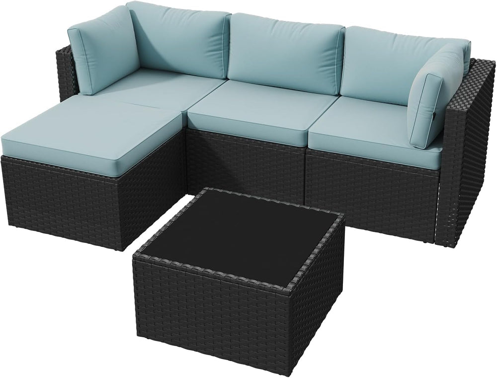 Aoxun Patio Furniture Set 5-Piece, Outdoor Sectional Sofas with Washable Cush...