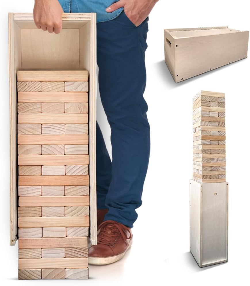 Swooc Games® - Giant Tower Game with 3-in-1 Straightener, Table & Storage...