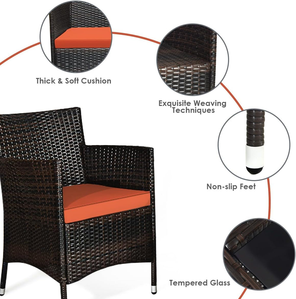 Goplus 4-Piece Rattan Patio Set, Outdoor/Indoor Wicker Conversation Set for P...