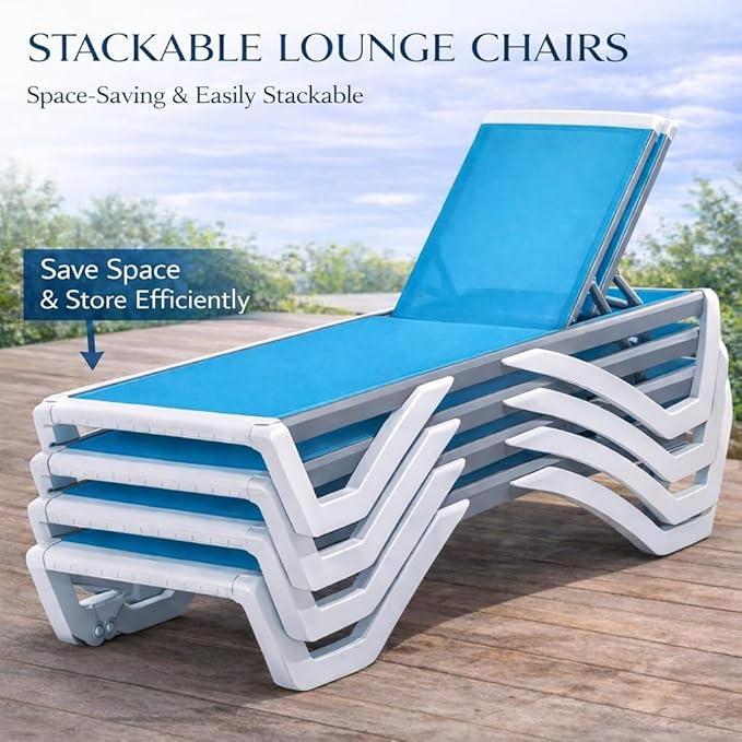 Kozyard Outdoor Chaise Lounge Chair, Full Flat Adjustable Patio Lounger with ...